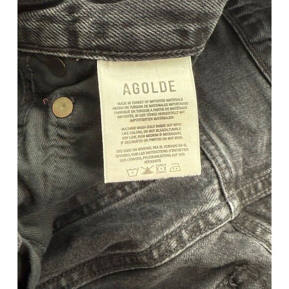 Agolde Crossover Jeans Black 100% Organic Cotton Straight Button Fly Size 22 - Picture 9 of 12